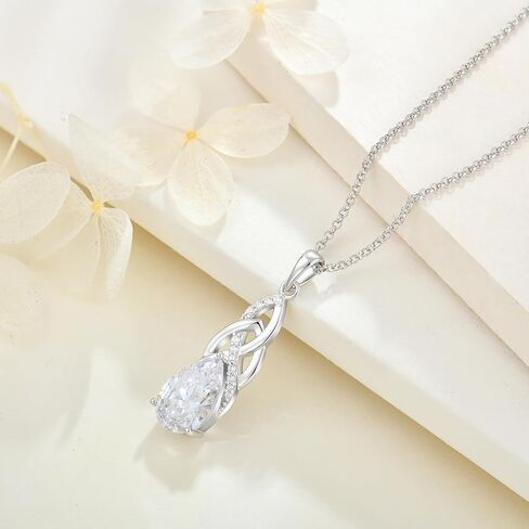 JO WISDOM Celtic Knot Infinity Jewelry Set for Women 925 Sterling Silver Dangle Drop Leverback Earrings April Birthstone Necklace Pendant Gemstone Jewelry in Saudi Arabia
