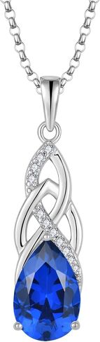 JO WISDOM Celtic Knot Infinity Jewelry Set for Women 925 Sterling Silver Sapphire Dangle Drop Leverback Earrings September Birthstone Necklace Pendant Gemstone Jewelry in Saudi Arabia