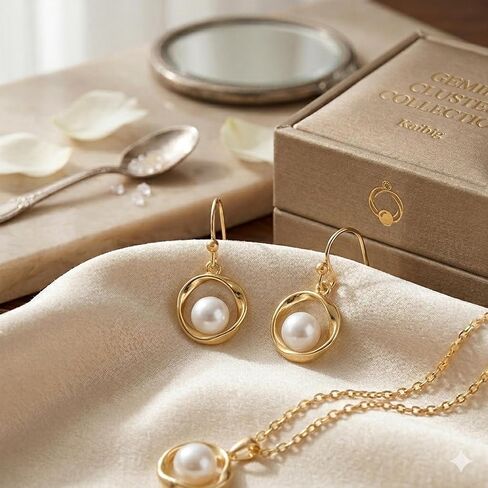 أقراط لؤلؤ أنيقة للنساء 18 قيراط مطلية بالذهب أقراط متدلية على شكل دائرة موبيوس مع لؤلؤ أبيض أنيق متدلي أقراط لحفلات الزفاف ملابس يومية أنيقة إكسسوارات مجوهرات in Kuwait