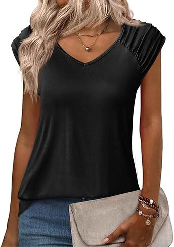Zeagoo Womens Tank Tops Loose Fit Cute Cap Sleeve Tops Casual Dressy Basic T Shirts Trendy Summer Outfits Ombre Blue in Kuwait