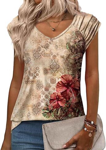 Zeagoo Womens Tank Tops Loose Fit Cute Cap Sleeve Tops Casual Dressy Basic T Shirts Trendy Summer Outfits Ombre Blue in Saudi Arabia