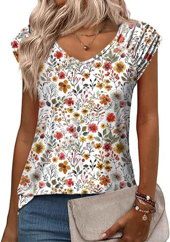 Zeagoo Womens Tank Tops Loose Fit Cute Cap Sleeve Tops Casual Dressy Basic T Shirts Trendy Summer Outfits Ombre Blue in Saudi Arabia