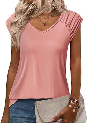 Zeagoo Womens Tank Tops Loose Fit Cute Cap Sleeve Tops Casual Dressy Basic T Shirts Trendy Summer Outfits Ombre Blue in Saudi Arabia