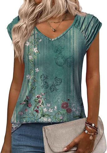 Zeagoo Womens Tank Tops Loose Fit Cute Cap Sleeve Tops Casual Dressy Basic T Shirts Trendy Summer Outfits Ombre Blue in Saudi Arabia