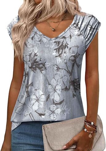 Zeagoo Womens Tank Tops Loose Fit Cute Cap Sleeve Tops Casual Dressy Basic T Shirts Trendy Summer Outfits Ombre Blue in Saudi Arabia