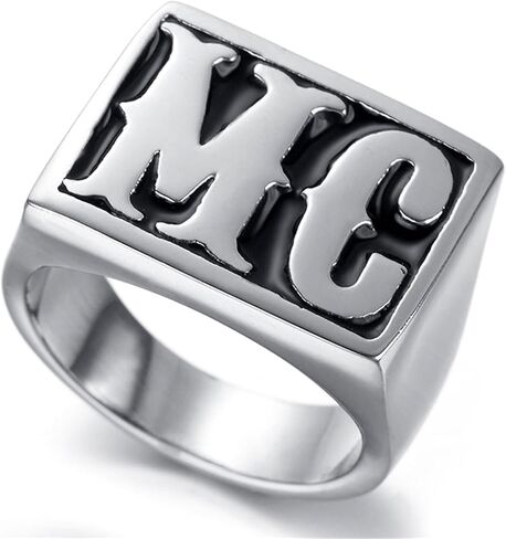 Motorcycle MC Titanium Steel Ring Biker Hip-Hop Punk Flat Signet Jewelry Band for Riders & Rappers Hip Hop Bikerring in Kuwait