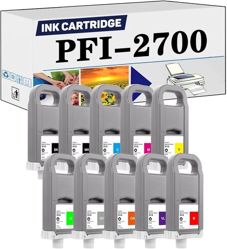 PUCIO متوافق مع خرطوشة حبر Canon PFI-2700 PFI2700 بديلة عالية السعة للاستخدام مع طابعات GP-2000 GP-4000 GP-46005 GP-66005 12 لونًا in Kuwait
