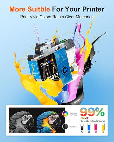 E-Z Ink Pro LC3013 LC3011 Compatible Ink Cartridge Replacement for Brother LC3013XL LC3011 LC-3013 Compatible with MFC-J491DW MFC-J497DW MFC-J895DW MFC-J690DW (2 Black, 1 Cyan, 1 Magenta, 1 Yellow) in Kuwait