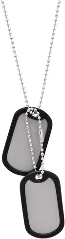 Paialco Stainless Steel Military Dog Tags Necklace Bead Chain 27", Black Silceners in Saudi Arabia