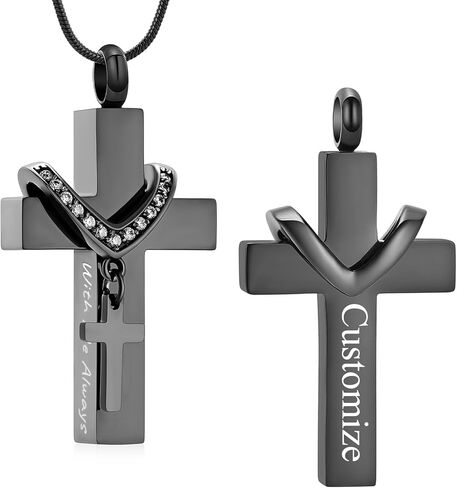 Cross Cremation Jewelry Urn Necklace for Human Ashes for Women Men With Me Always Memorial Ashes Keepsake Pendant in Saudi Arabia