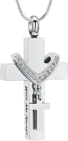 Cross Cremation Jewelry Urn Necklace for Human Ashes for Women Men With Me Always Memorial Ashes Keepsake Pendant in Saudi Arabia