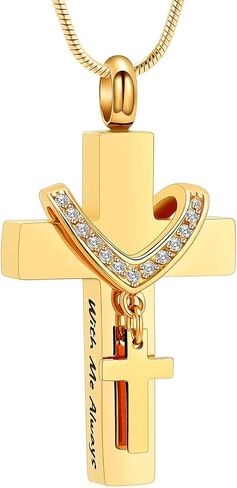 Cross Cremation Jewelry Urn Necklace for Human Ashes for Women Men With Me Always Memorial Ashes Keepsake Pendant in Saudi Arabia