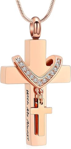Cross Cremation Jewelry Urn Necklace for Human Ashes for Women Men With Me Always Memorial Ashes Keepsake Pendant in Saudi Arabia