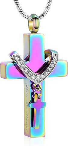 Cross Cremation Jewelry Urn Necklace for Human Ashes for Women Men With Me Always Memorial Ashes Keepsake Pendant in Saudi Arabia