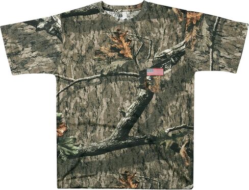 Mens Camo Shirts, Camouflage T-Shirt Hunting, Embroidered USA Flag Design, Authentic Realtree and Mossy Oak Design in Saudi Arabia