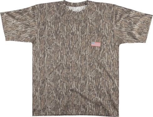 Mens Camo Shirts, Camouflage T-Shirt Hunting, Embroidered USA Flag Design, Authentic Realtree and Mossy Oak Design in Saudi Arabia