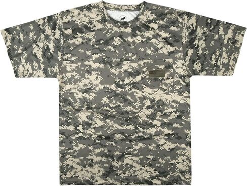 Mens Camo Shirts, Camouflage T-Shirt Hunting, Embroidered USA Flag Design, Authentic Realtree and Mossy Oak Design in Saudi Arabia