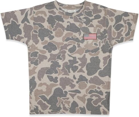 Mens Camo Shirts, Camouflage T-Shirt Hunting, Embroidered USA Flag Design, Authentic Realtree and Mossy Oak Design in Saudi Arabia