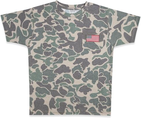 Mens Camo Shirts, Camouflage T-Shirt Hunting, Embroidered USA Flag Design, Authentic Realtree and Mossy Oak Design in Saudi Arabia