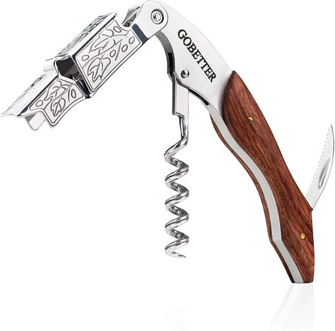 فتاحة النبيذ GOBETTER، مفكات احترافية لإزالة غطاء زجاجات النبيذ، مفتاح النبيذ اليدوي للاستخدام المنزلي، الخوادم، النادلون ومحبي النبيذ، خشب الورد الكلاسيكي in Kuwait