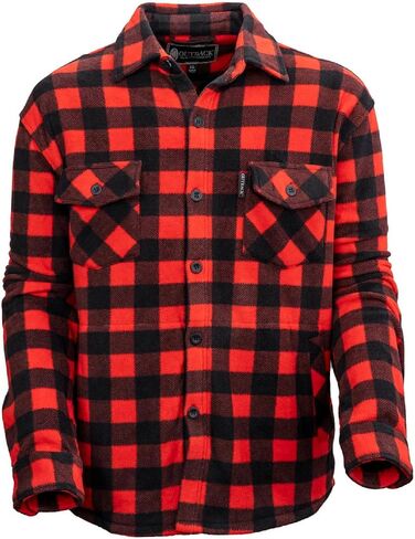 Outback Trading Company Men's Western Outdoor Fleece Big Button Down Long Sleeve Shirt w/Chest Pockets & Adjustable Cuffs in Kuwait