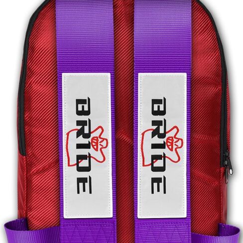 W-POWER JDM Bride Recaro Racing Laptop Travel Backpack Carbon Fiber Style with Adjustable Harness Straps (Red Bride - Purple Strap) in Saudi Arabia