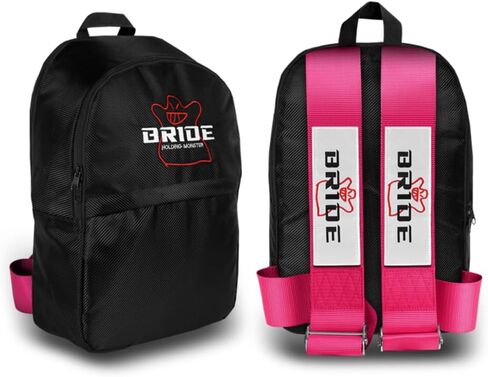 W-POWER JDM Bride Recaro Racing Laptop Travel Backpack Carbon Fiber Style with Adjustable Harness Straps (Red Bride - Purple Strap) in Saudi Arabia
