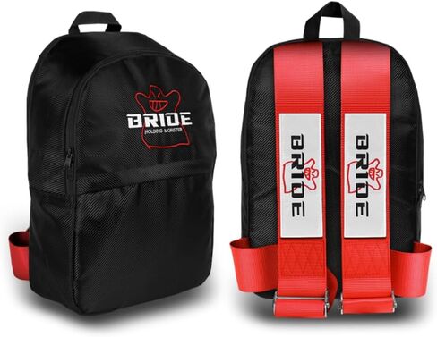 W-POWER JDM Bride Recaro Racing Laptop Travel Backpack Carbon Fiber Style with Adjustable Harness Straps (Red Bride - Purple Strap) in Saudi Arabia