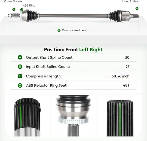 Front Right Passenger Side CV Axle Shaft Assembly Fit for Hyundai Sonata 2.4L 2015-2019, Fit for Kia Optima L4 2.4L 2016-2020, (Only for Gas) in Kuwait