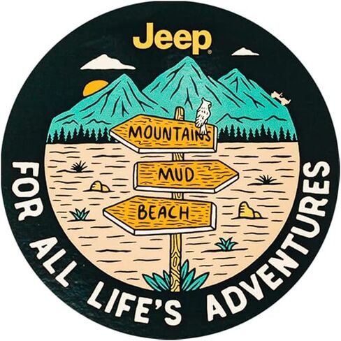 Jeep for All Life's Adventures Vinyl Sticker (4" Circle) in Saudi Arabia