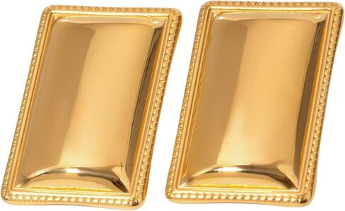 Gold Rectangle Statement Earrings – Modern Lightweight Fashion Jewelry for Women in Kuwait