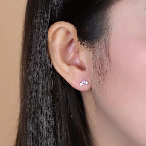 Boma Jewelry Sterling Silver Resin Rainbow Stud Earrings in Saudi Arabia