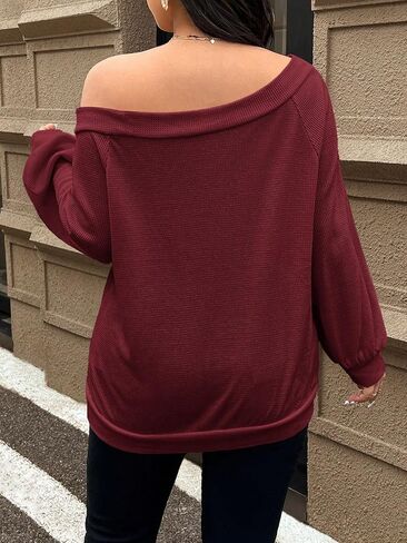 SOLY HUX Women's Plus Size Off the Shoulder Sweatshirt Long Sleeve Casual Fall Pullover Tops with Pocket in Saudi Arabia
