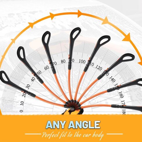 Car Wash Brush, Car Duster Exterior Scratch Free 180°Adjustable,Truck Cleaning Supplies with Ergonomic 15°Curved Extentable Pole Handle, Car Washing Equipment - Orange in Kuwait