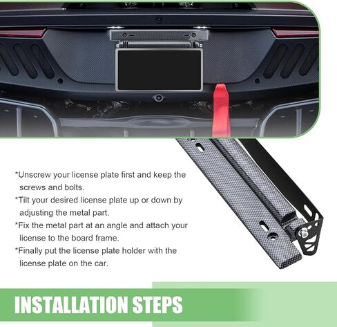 حامل لوحة الترخيص الأمامي للسيارة، حامل حامل لوحة ترخيص قابل للتعديل، دعامة لوحة ترخيص من الفولاذ المقاوم للصدأ قابلة للطي، ملحق تعديل نمط السباق بنفسك (ألياف الكربون) in Kuwait