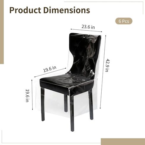 6 Pack Plastic Dining Chair Covers with Backrest, Heavy Duty Clear PVC Seat Protectors, Waterproof Slipcovers for Cat Scratch, Pet Paws, Hair, Dust & Spills (Fits 16-23") in Kuwait