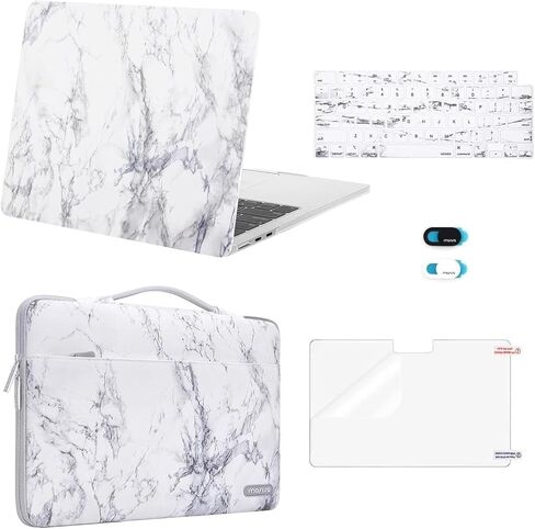 MOSISO Compatible with MacBook Air 13 inch Case 2026 2025 2024 2023 2022 M4 A3240 M3 A3113 M2 A2681,Hard Shell&Bag&Keyboard Skin&Webcam Cover&Screen Film for MacBook Air 13.6 inch Case,White Marble in Saudi Arabia