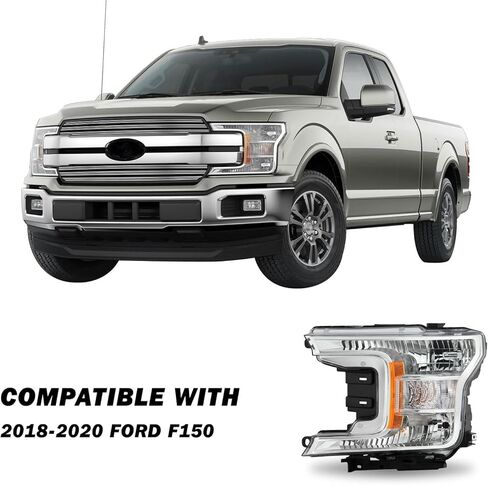 مجموعة مصابيح أمامية SOCKIR [نوع الهالوجين] مناسبة لـ 2018-2020 Ford F150 OE Style كشافات بديلة لجانب الركاب والسائق in Kuwait