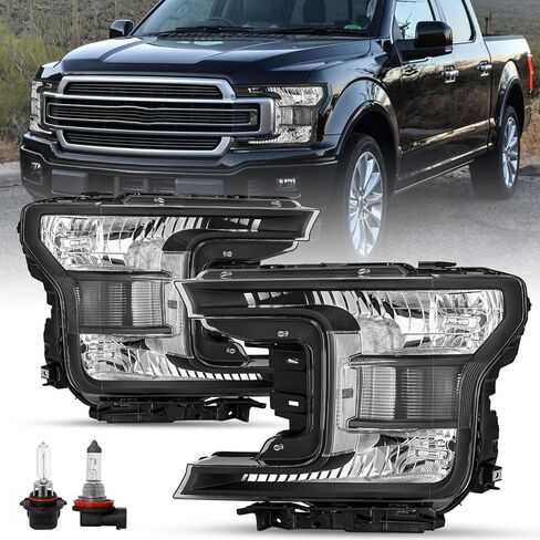 مجموعة مصابيح أمامية SOCKIR [نوع الهالوجين] مناسبة لـ 2018-2020 Ford F150 OE Style كشافات بديلة لجانب الركاب والسائق in Kuwait