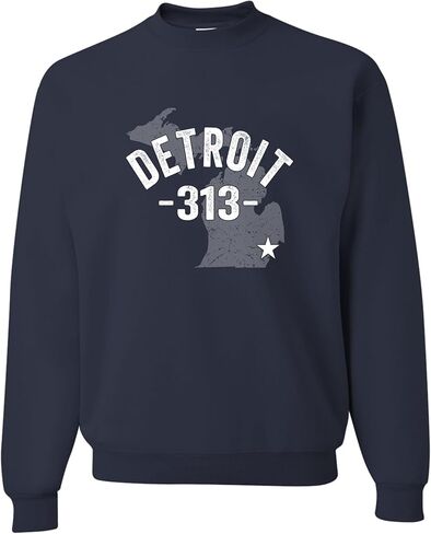 Go All Out Detroit Michigan 313 Area Code Mens Youth Sweatshirt Crewneck in Kuwait