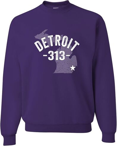 Go All Out Detroit Michigan 313 Area Code Mens Youth Sweatshirt Crewneck in Kuwait