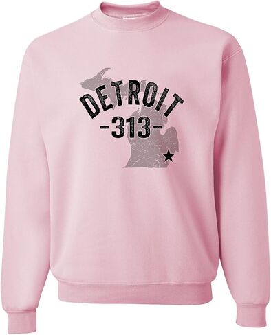 Go All Out Detroit Michigan 313 Area Code Mens Youth Sweatshirt Crewneck in Kuwait