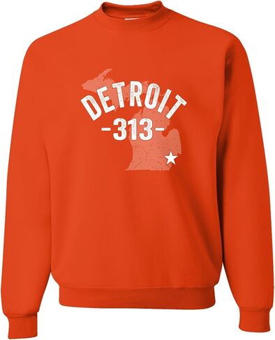 Go All Out Detroit Michigan 313 Area Code Mens Youth Sweatshirt Crewneck in Kuwait