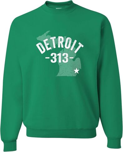 Go All Out Detroit Michigan 313 Area Code Mens Youth Sweatshirt Crewneck in Kuwait