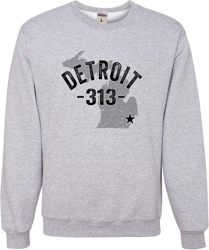 Go All Out Detroit Michigan 313 Area Code Mens Youth Sweatshirt Crewneck in Kuwait