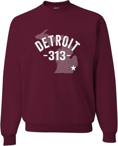 Go All Out Detroit Michigan 313 Area Code Mens Youth Sweatshirt Crewneck in Kuwait
