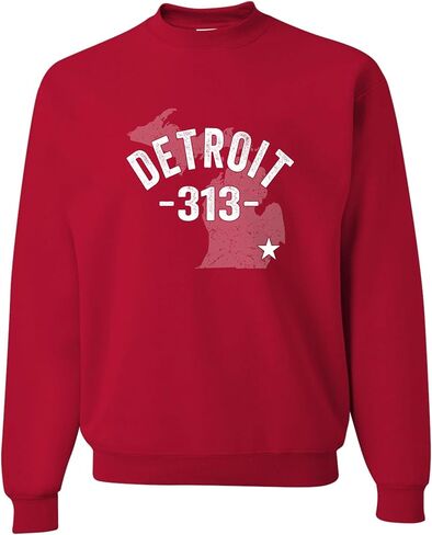 Go All Out Detroit Michigan 313 Area Code Mens Youth Sweatshirt Crewneck in Kuwait