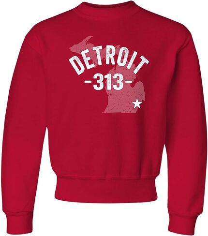 Go All Out Detroit Michigan 313 Area Code Mens Youth Sweatshirt Crewneck in Kuwait