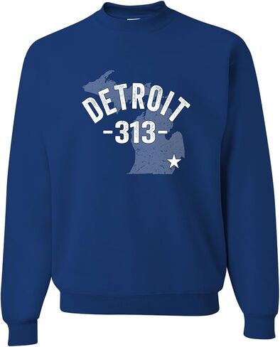 Go All Out Detroit Michigan 313 Area Code Mens Youth Sweatshirt Crewneck in Kuwait