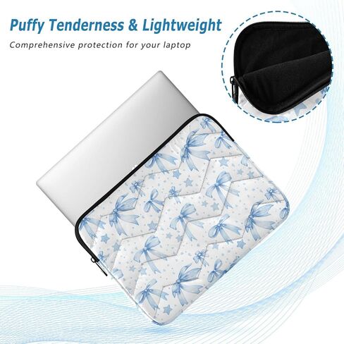 Light Blue Ribbons Bows Laptop Case, 13-13,3 inch Slim Laptop Sleeve Compatible with All Kinds Computers of Brands, Soft Padded Computer Bag for Business & Travel in Saudi Arabia
